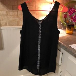 Black tank zipper back blouse